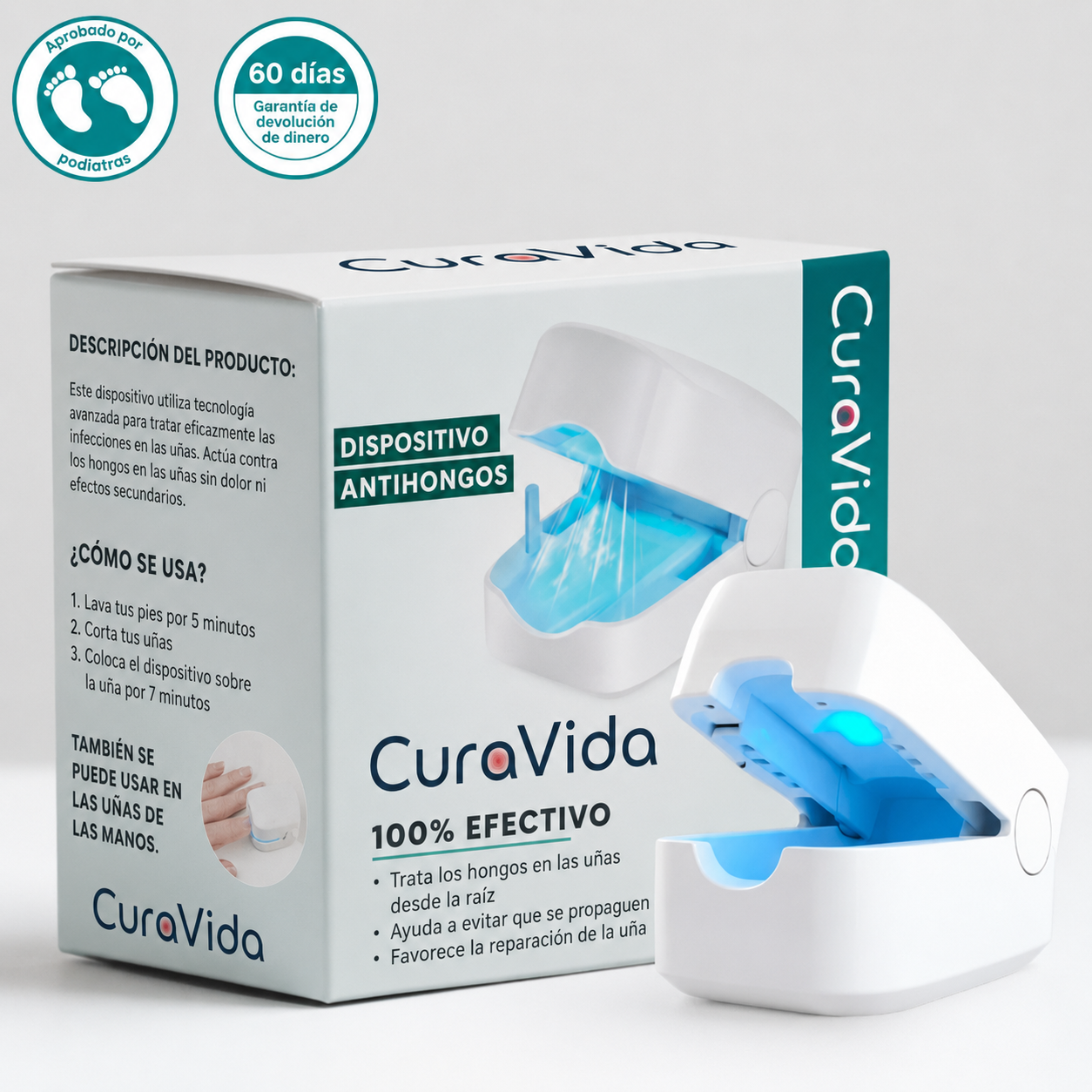 CuraVida - tratamiento con luz azul para los hongos en las uñas desde casa